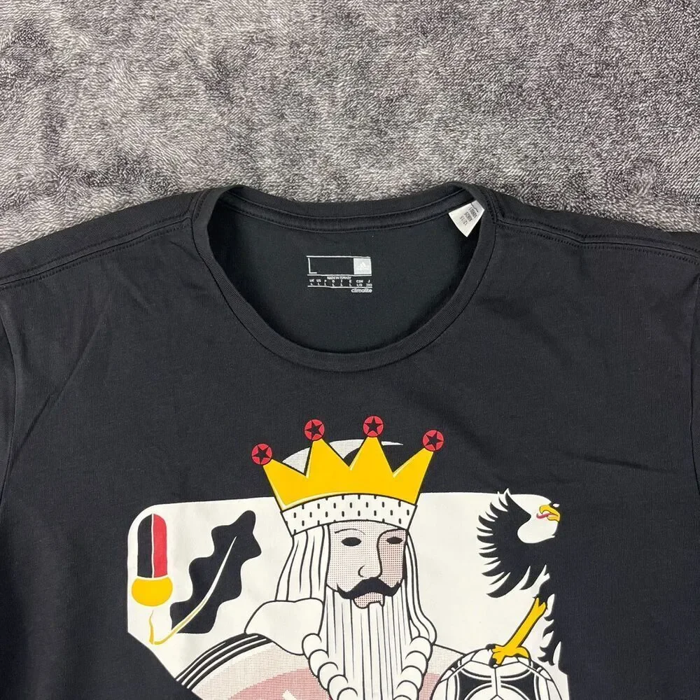 Vtg Adidas 2015 Germany "King Card" Soccer Graphic T-Shirt Black White L RARE - Picture 2 of 9